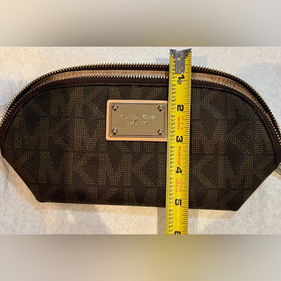 Michael Kors Dark Brown MK Logo Cosmetic Case with Gold Plaque - Picture 8 of 9